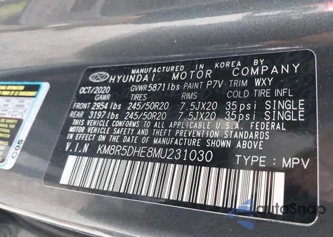 2021 Hyundai Palisade Limited из США, поврежденный, VIN KM8R5DHE8MU231030